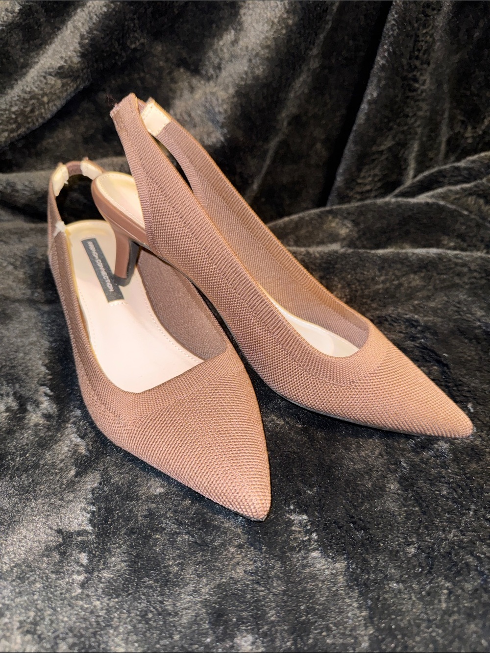 French Connection Dark Brown Pointed Slingback Heels/Kitten Heels SZ-7